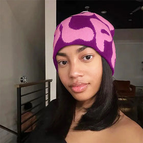 Stock Style Knitted Cuff Beanie 100% Acrylic Knit Jacquard Dot Bows Winter Unisex Y2K Warm Ski Beach Outdoors