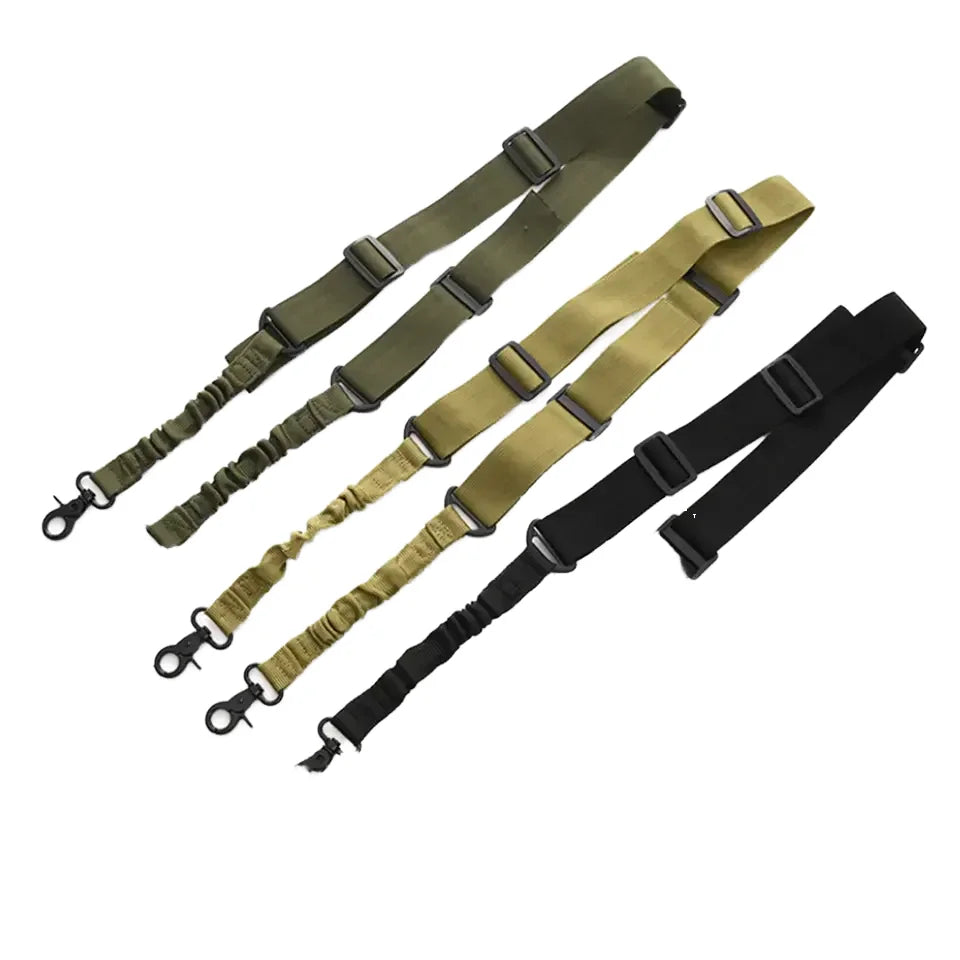 Adjustable Tactical Nylon Sling for Hunting Single Point Bungee Strap with QD Metal Buckle and Scope Mount Accessory