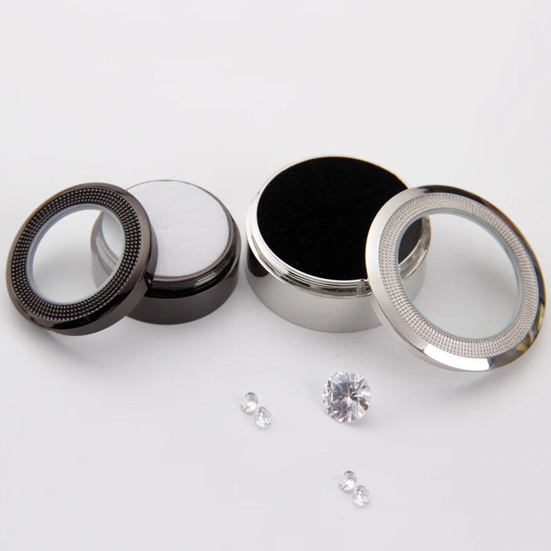 High Scale Large Metal Diamond Glasses Display Box Black Loose Gemstone Jewelry Container Modern 4*4*17cm MegaBDM