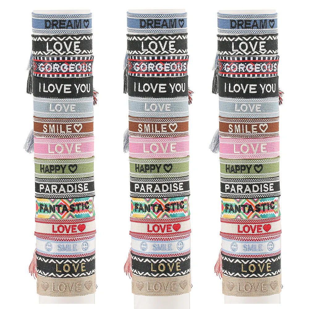 Bohemian Personalized Embroidery Tassel Letter Bracelet Spiritual Friendship Bracelet for Men Women Christmas Jewelry