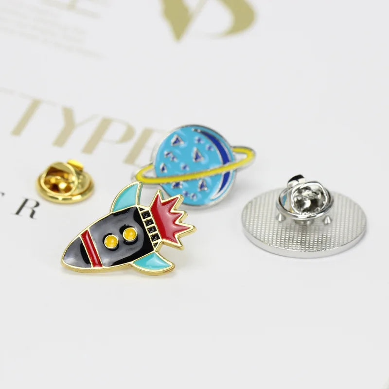 Enamel Backpack Suit Hat Clothes Tie Scarf Button Pin Aircraft Airplane Space Flight Rocket Astronaut Spaceship Badge Lapel Pin