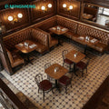 Durable Wood Modern Restaurant Furniture Set with Chairs Tables Sofa Booths-High-Density Foam Cushions Commercial Use