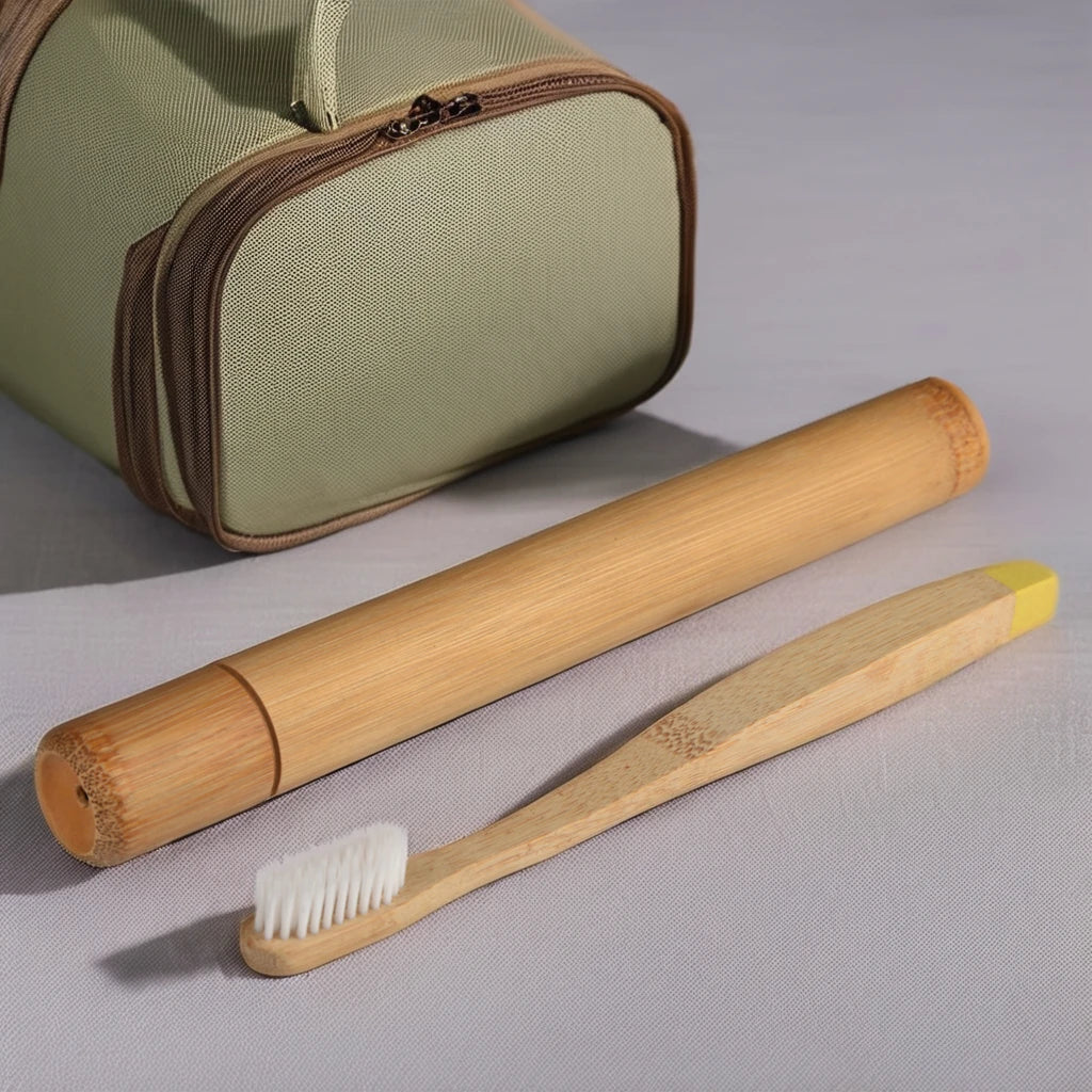 Wholesale Eco-Friendly Biodegradable Hotel Bamboo Tooth Brush with Natural Wood Handle Foldable and Disposable