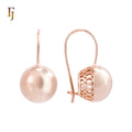 FJ Fallon Fashion Jewelry Gold Wire Hook Earrings Polished Dome with Geometric Filigree Brass Based