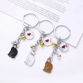 Wholesale Fashion Home Heart Cute 3D Pet Cat Metal Key Chains Enamel Multi-color Anime Kawaii Cat Keychains Key Ring Girls Charm