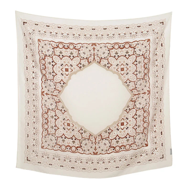 New Fashion 110*110 Flower Square Scarf for Women's Spring and Summer Ethnic Style Headscarf