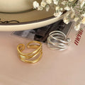 VIANRLA 925 Sterling Silver Chunky Layer Ring Open Adjustable Ring