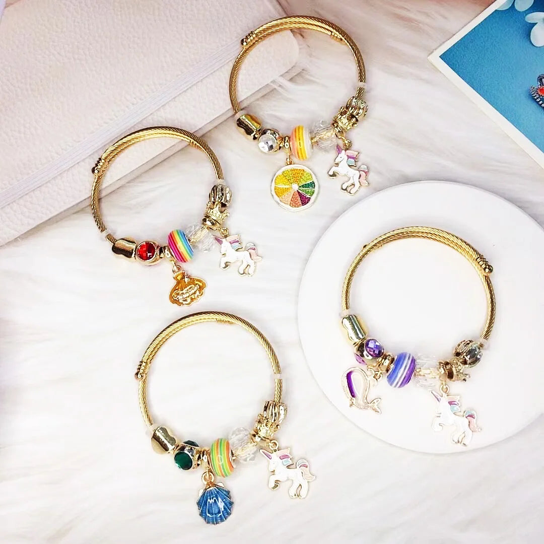 BMZ 2026 New Arrival Cute Charms Cuff Bangle Stainless