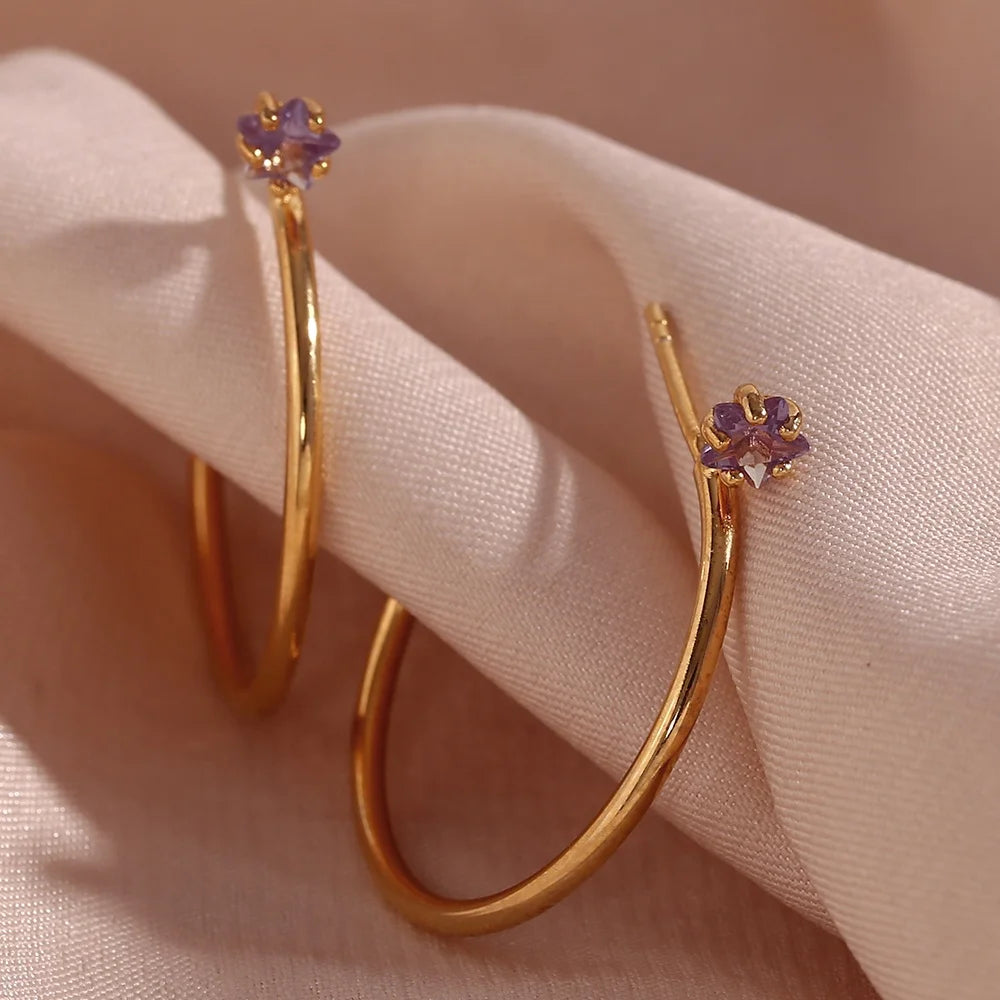 Minimalist 925 Sterling Silver Earrings 14k Gold Plated Zircon Hoop Earring Statement Jewelry