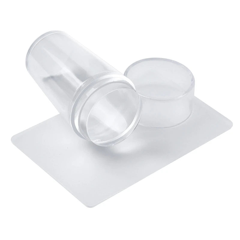 Tamax NAP011 Clear Nail Art Stamper with Scraper Set Stainless Steel Head 2.8cm Transparent Designer Nail Art