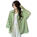 Korean Version Loose Diagonal Button Design Sense Long-Sleeved Shirt White Long Sleeve T Shirt for Women
