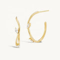 LOZRUNVE Jewelry Manufacturer 925 Sterling Silver Minimalist Simple Wave Leaf Marquise CZ Large Hoop Earring