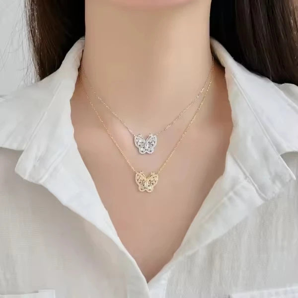 Factory Sale S925 Sterling Silver Cubic Zircon Butterfly Chokers Necklace for Women