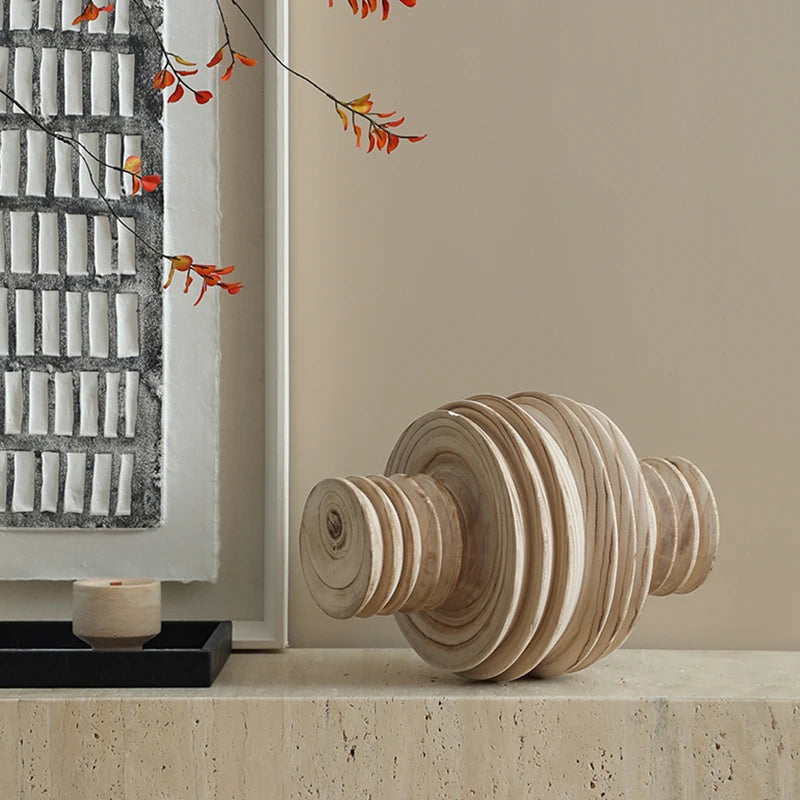 Flolenco Wabi-sabi Solid Wood Stacked Ornament Home Decoration Items Tabletop Living Room Creative Home Crafts Hotel Decorations