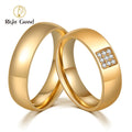 Minimalist Senior Couple Ring Stainless Steel Gold Plated Jewelry Charm Men's Women's Couples Wedding Rings