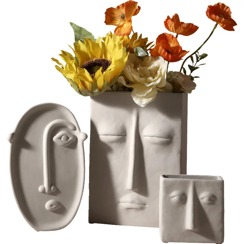 Creative Ceramic Porcelain Vases Abstract Art Flower Vase Decor Ceramic Vases for Home Decoration