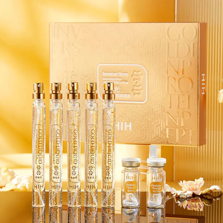 New Arrive  7pcs/set 24k Gold No Needle Serum Thread Face Lifting Gold Protein Peptide Line  Skin Care Face Serum