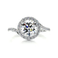 SGARIT 1.5CT Brilliant Cut Halo Moissanite Engagement Ring 14K Solid Gold with Twist Shank Wholesale Jewelry