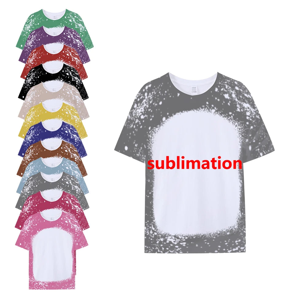 Faux Bleach Tshirts for Printing US SIZE 2026  Tees Faux Sublimation Bleached Polyester Shirts Blanks