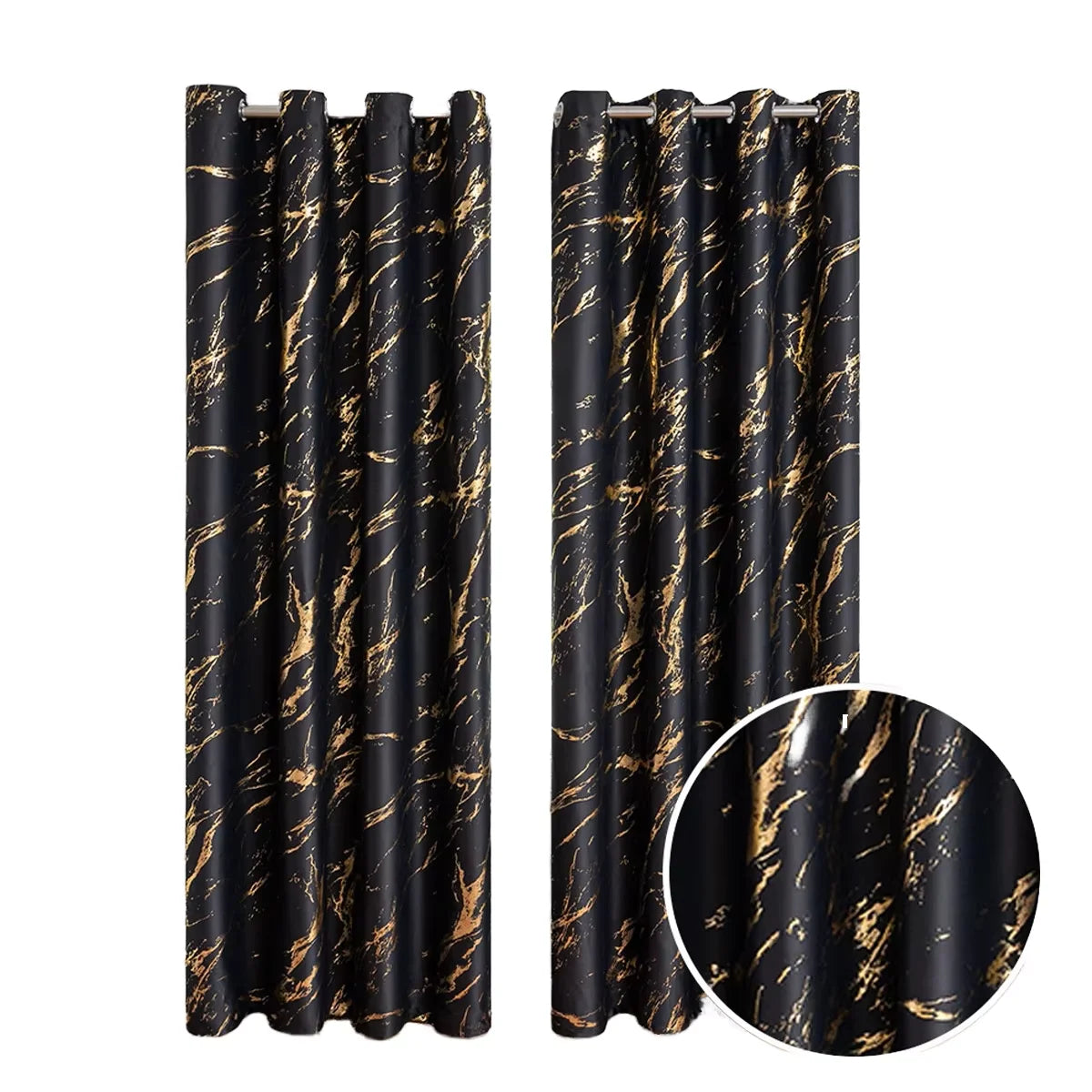Striped Marble Pattern Wave Blackout Curtains for Home Living Room Grommet-Type Polyester in Rope Format
