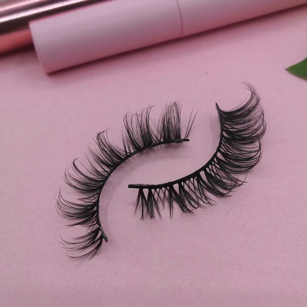 AMD02 False Eyelash Russian Strip Lash Faux Mink 13mm CC Curl Wispy Wink Winged Eyelash Extensions with Custom Packaging Box