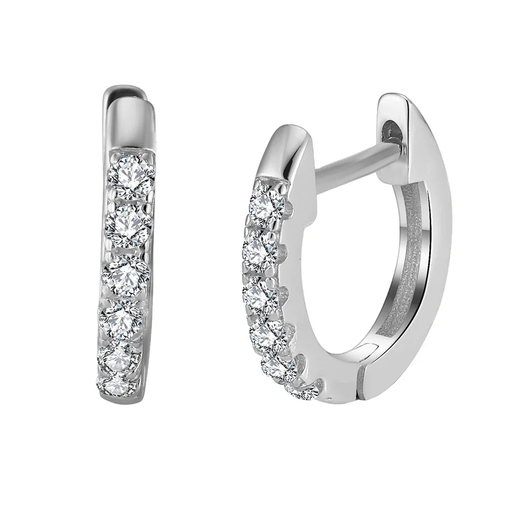 APE118 RINNTIN Micro Pave CZ Cubic Zirconia 925 Silver Hoop Earring Dainty 14K Gold Plated Cuff Earrings Huggie Stud for Women