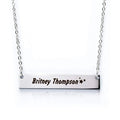 BM Waterproof Stainless Steel Engraved Name Necklace Personalized Rectangle Necklace