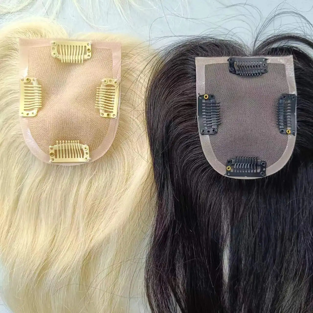 Mono Base Hair Topper 613 Blonde Ice White European Human Hair Silk Base Topper for Women