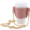 Hot Sale PU Leather Outdoor Cup Cover Disposable Cup Sleeve Coffee Acrylic Chain Cup Holder for Drinks