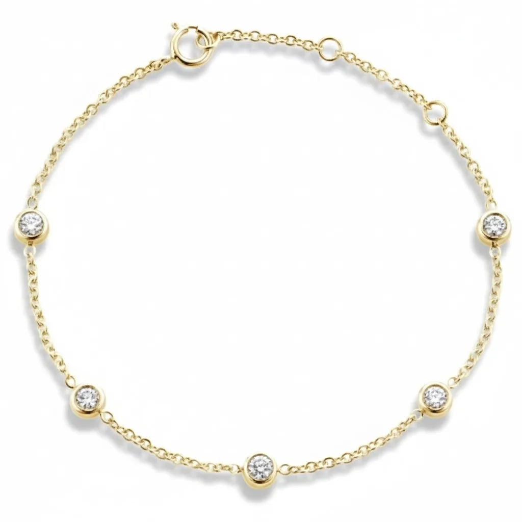 14K 18K Yellow Gold Bezel Lab Diamond Bracelet Fine Jewelry 0.2-1ct Synthetic CVD HPHT Diamond DE VS Bracelet Jewellery