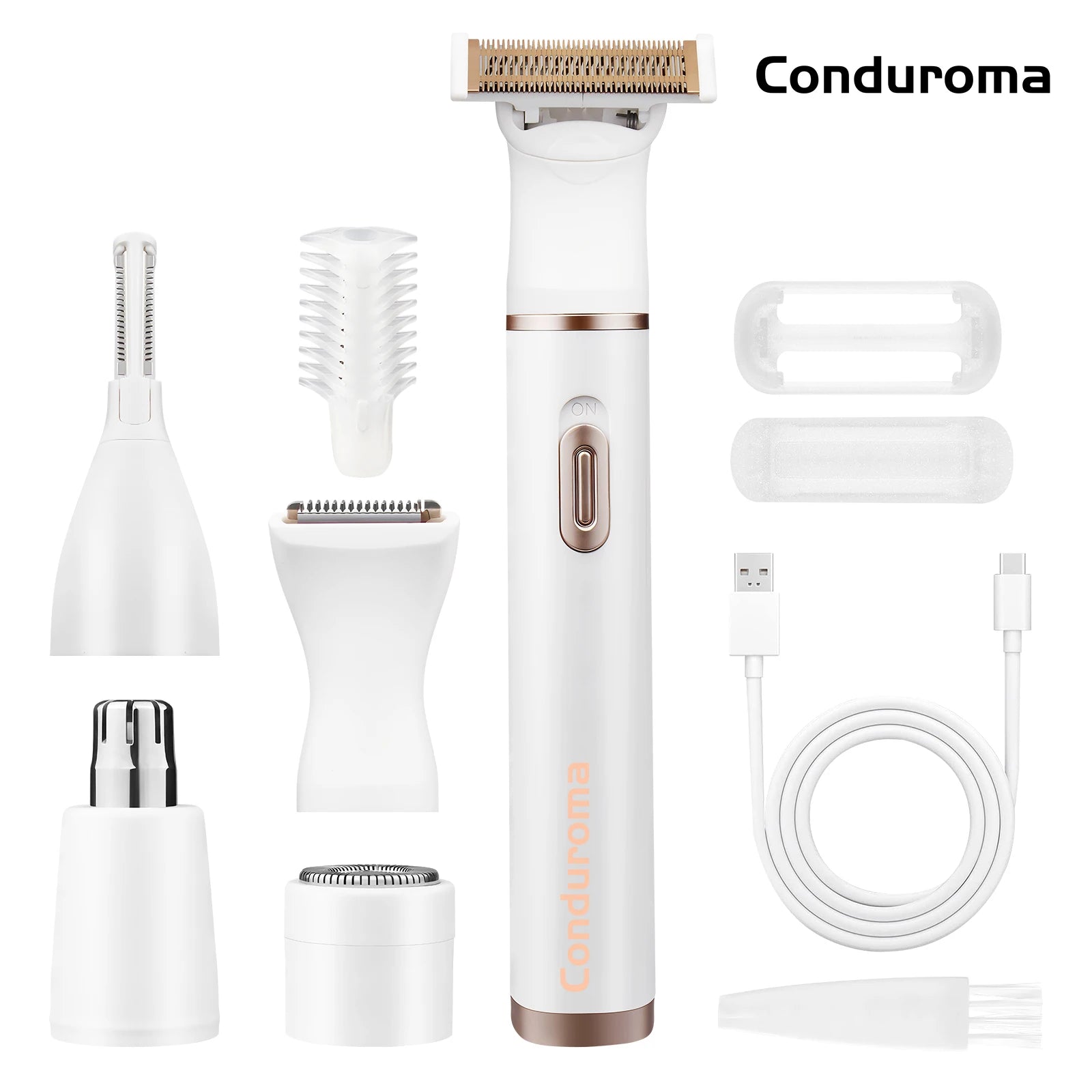 Conduroma 5 in 1 Womens Shaver Electric Bikini Trimmer Pubic Hair Removal Wet & Dry Painless Shaver Electric Razor for Women