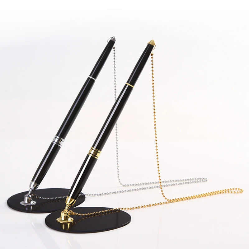 Luxury Office Bank Counter Durable Signature Pens 31.50 Inch Metal Gel Ink Desktop Pens Bead Chain 0.5mm Sports Business Gifts