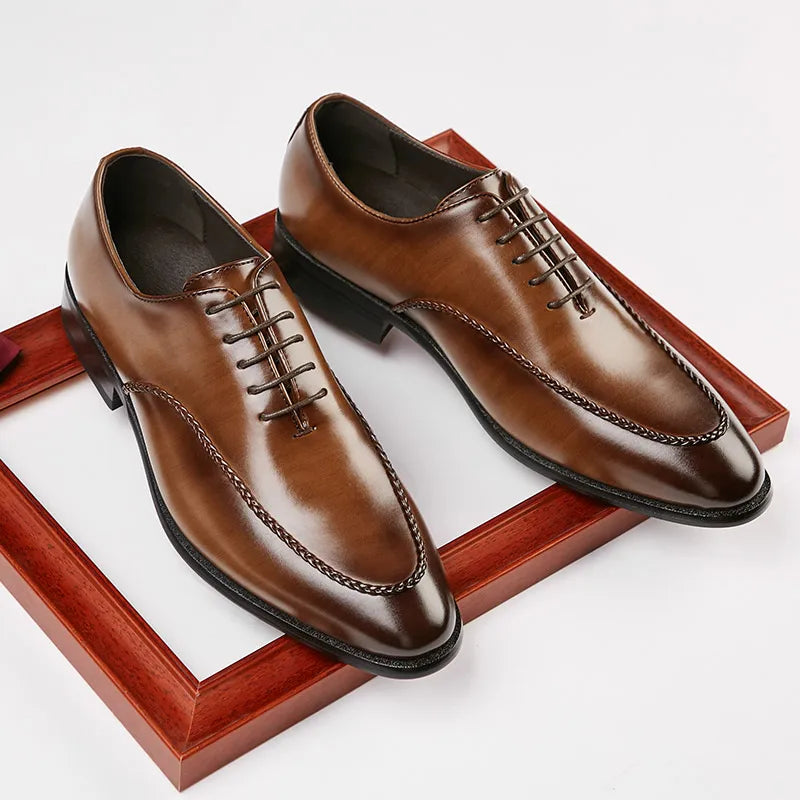 Luxury British Style Oxford Genuine Leather Men's Lace-up Dress Shoes Big Size Party Formal Office