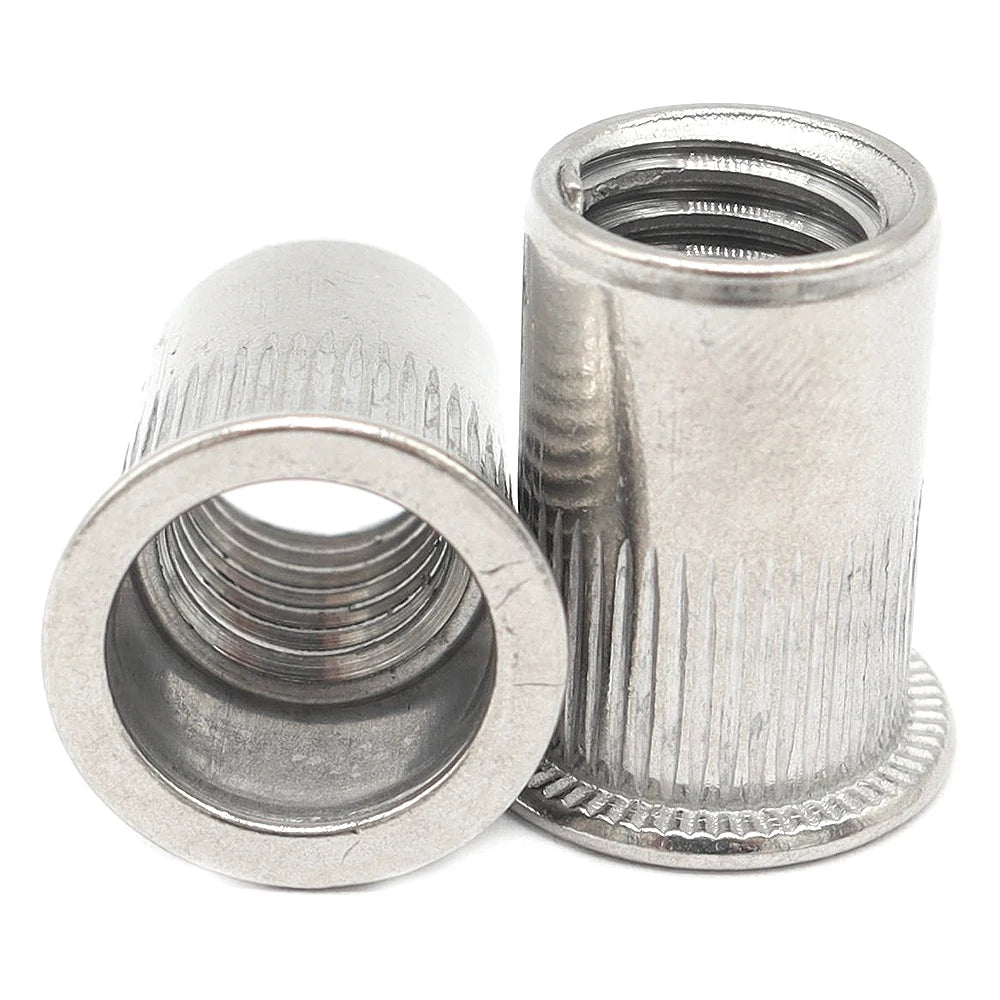Factory Stock M3 M6-M12 Stainless Steel Flat Head Rivet Nut Knurled Zinc Plated Flat ISO Standard M4 Galvanized Coated Finish