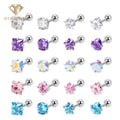 Wholesale Fashion Jewelry Piercing Jewelry Stainless Steel Colorful Cute Star Heart Zircon Stud Earrings for Girls Children