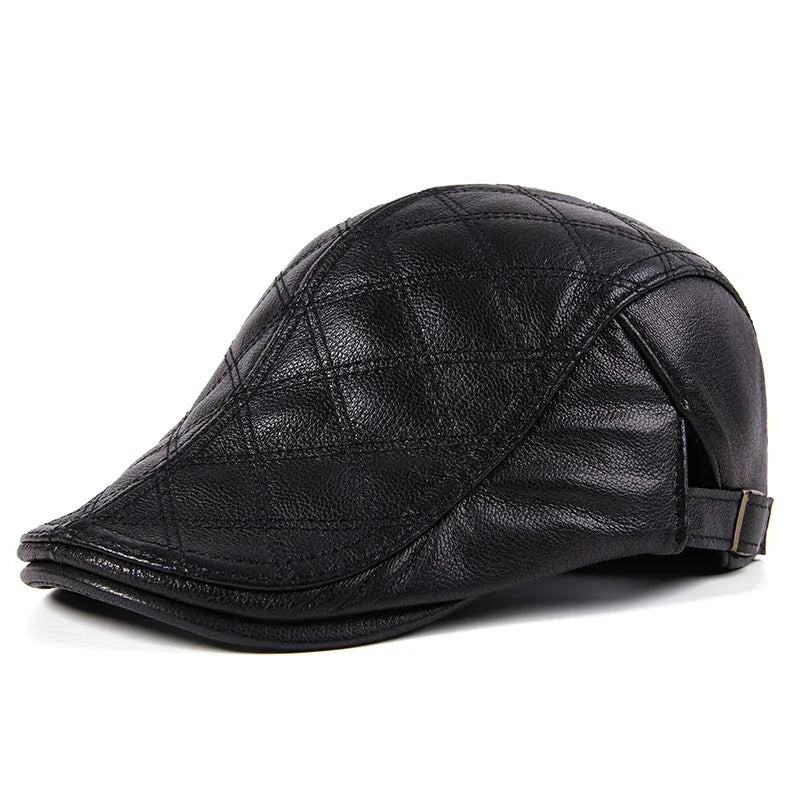 R062 Male Genuine Leather Berets Cap Men Sheepskin Genuine Leather Baseball Caps
