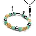 Amazonian Popular Tricolor Natural Stone Tiger Eye Black Gallstone Woven Bracelet and Matching Necklace Gold Jewelry for Gift