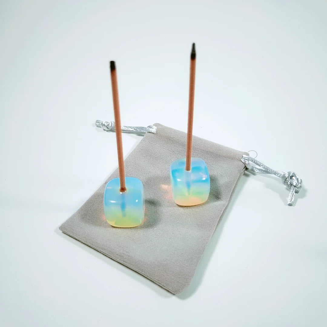 HZ Natural Crystal Opalite Cube Shape Crafts Incense Holder Crystal Gift