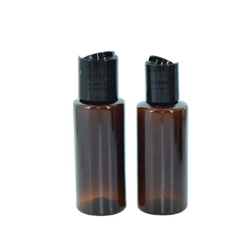 Hot Plastic Liquid Soap Dispenser Refillable Shampoo Gel Containers Oil Hair Empty PET 60ml 120ml Amber Bottle With Flip Top
