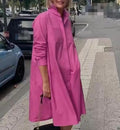 S-3XL New Street Elegant Women's Simple Loose Shirt Dress Fashion Casual Loose Long Sleeved Lapel Shirt Dress Daily