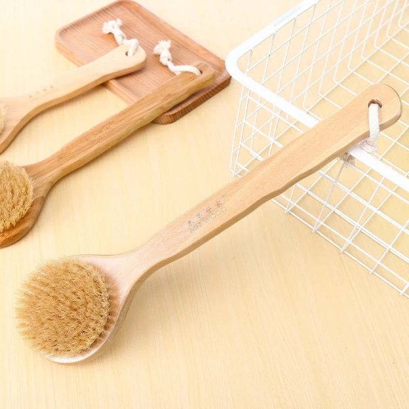 Long Handle Wooden Body Exfoliating Scrubber Brush Wood Body Massage Bath Shower Brushes MegaBDM