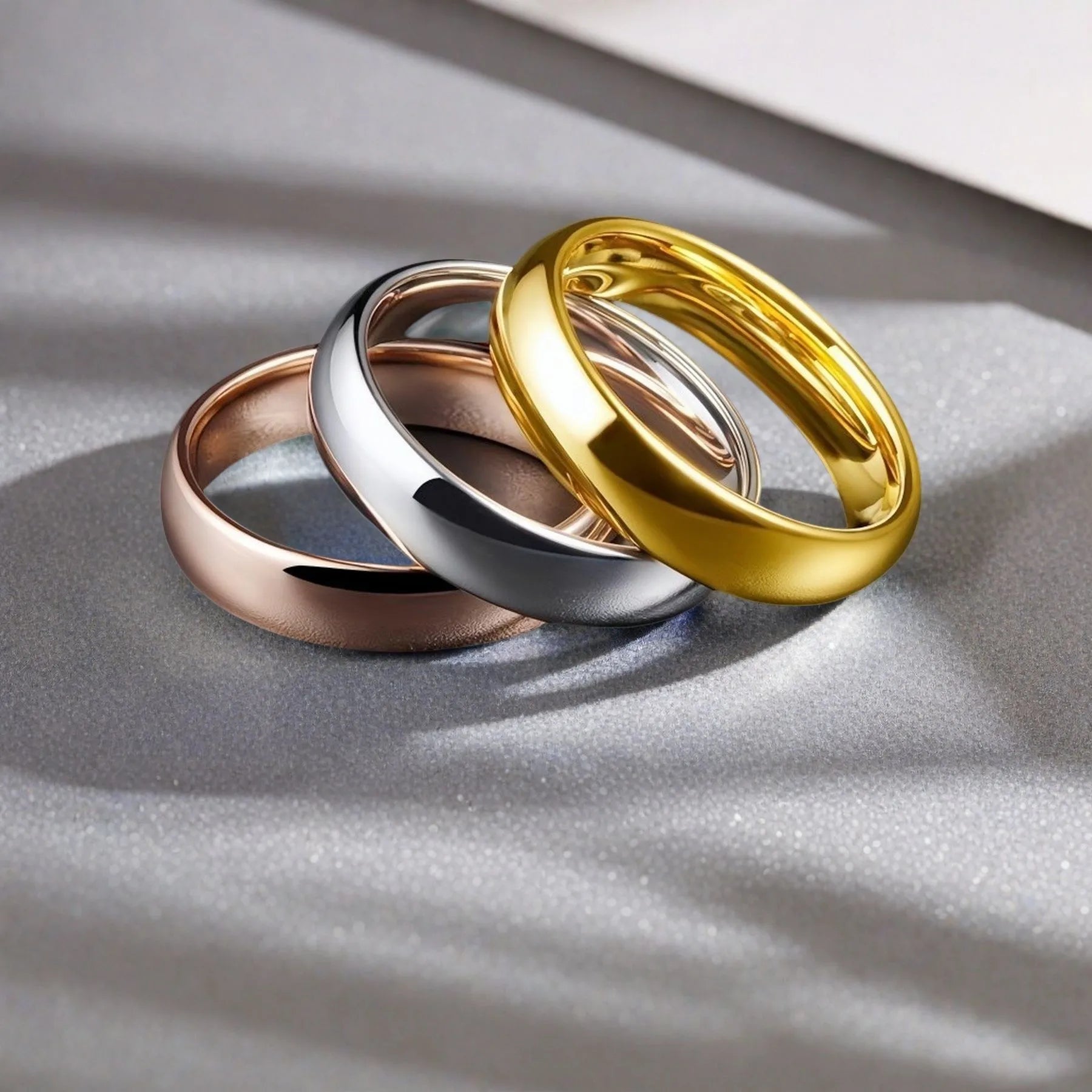 Simple Smooth Stainless Steel Ring Arc Design Fashion Couple Ring Temperament Everything Matching Ring Hand Jewelry