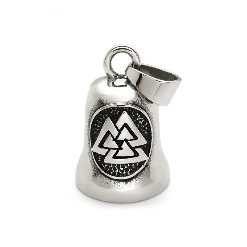 Motorcycle Biker Stainless Steel Punk Style Small Guardian Bell Pendant Necklace Chain Custom Logo