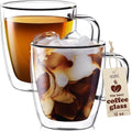 12oz 16oz Custom Heat-Resistant Double Wall Insulated Clear Glass Coffee Mugs with Handle for Espresso Latte Cappuccino Tea