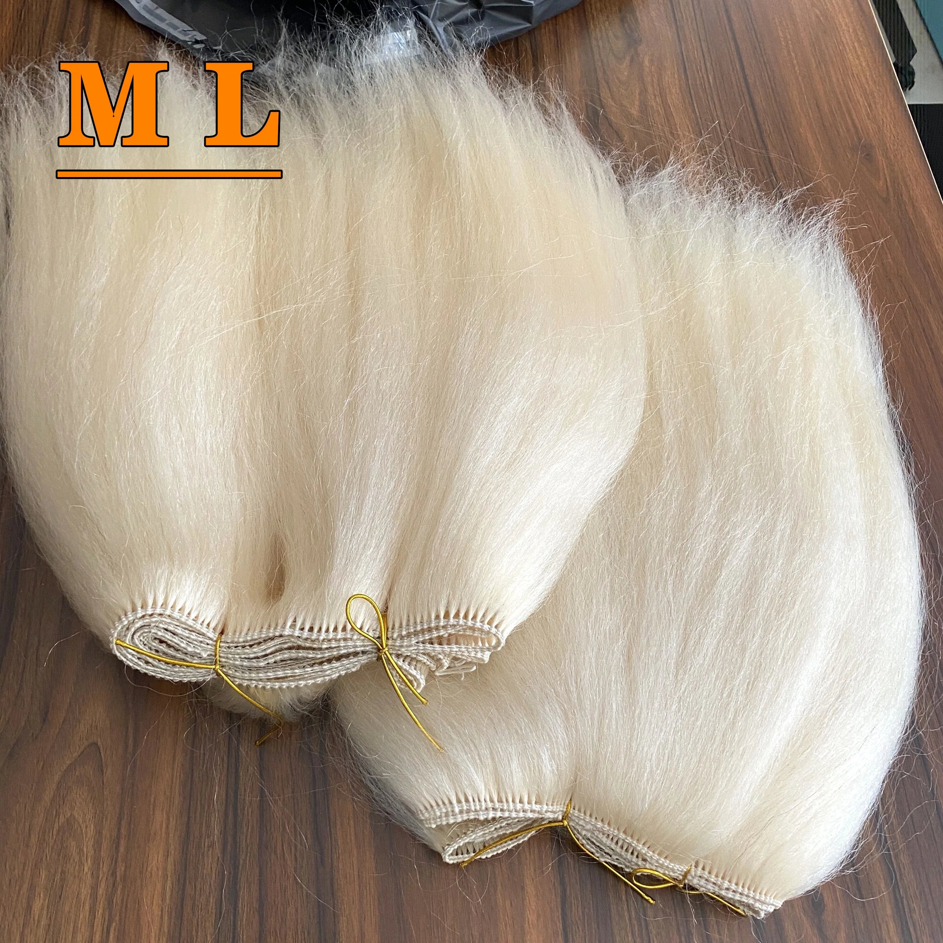 20'' Yak Hiar Weft Hand Made Weft Thick Weft for Hand Craft Straight White Yak Hair