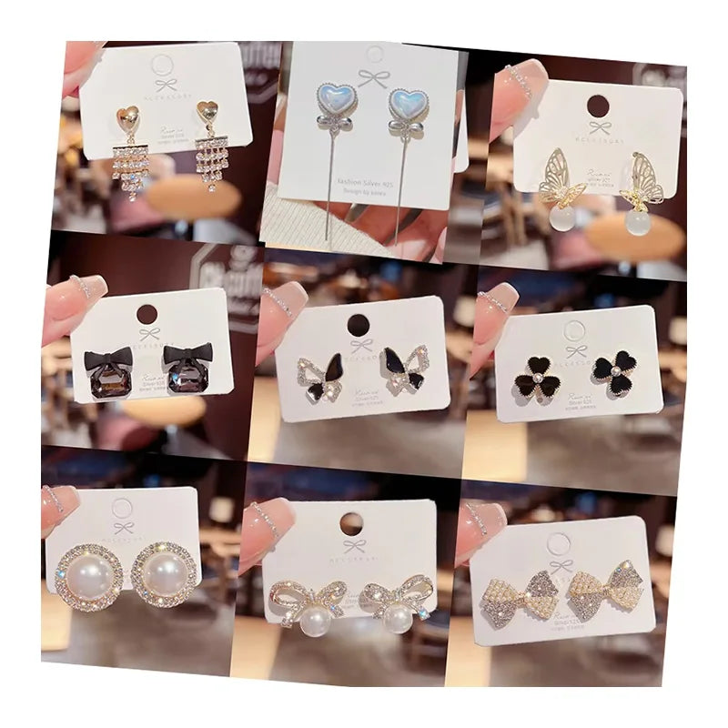 DAIHE Fashion Accessories Trendy Gift Stud Earings Women Luxury Needle Crystal Zircon Ear Stud