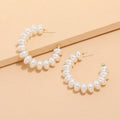 SC Hot Sale Fashion White Beaded Pearl Girls Earrings Delicate Gold Plated Geometric Earrings INS C Shape Acrylic Pearl Earrings