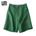 Liu Ming Custom New Trending 2025 Summer Women Casual Cotton Linen Solid Color High Waist Wide Leg Fashion Loose Shorts
