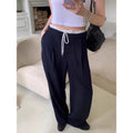 Boutique Wholesale 2026 Summer New Retro Contrasting Drawstring Tie Versatile Casual Women's Pants