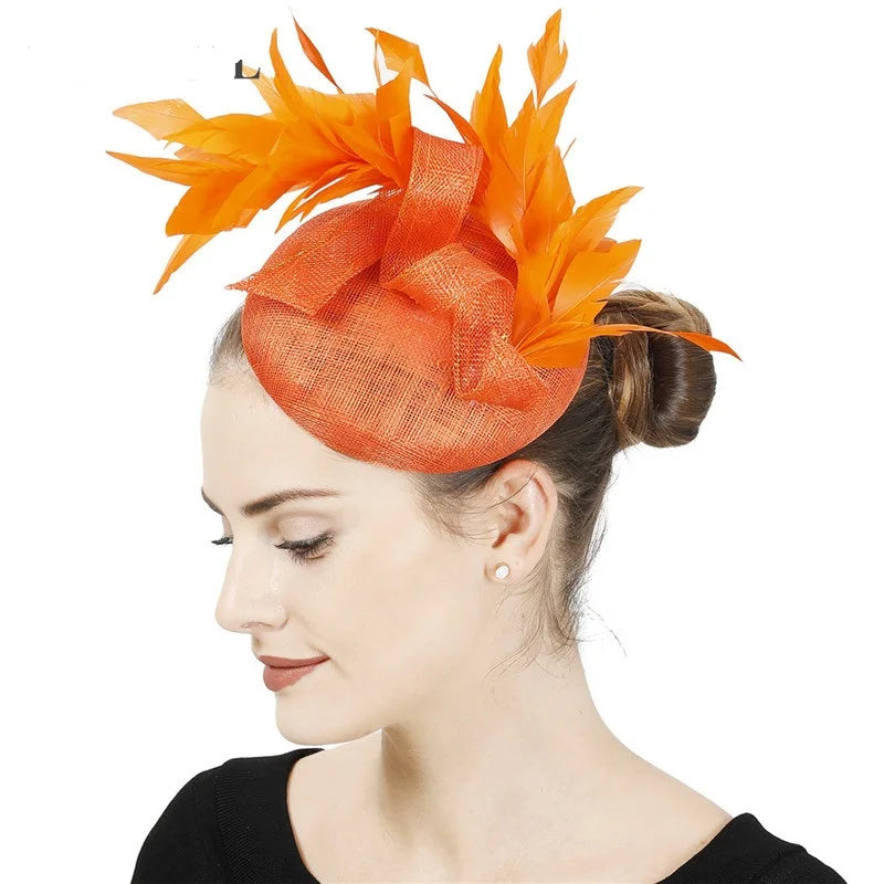 Wholesales High End Four Layer Hace Feather Fashion Women Hat Bridal Wedding Vintage Headdress Fascinator Hats for Ladies